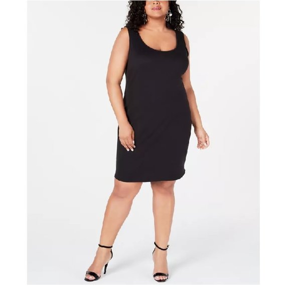 🎁Love Squared Trendy Plus Size Sheath Dress & Animal-Print Overlay - Picture 2 of 8